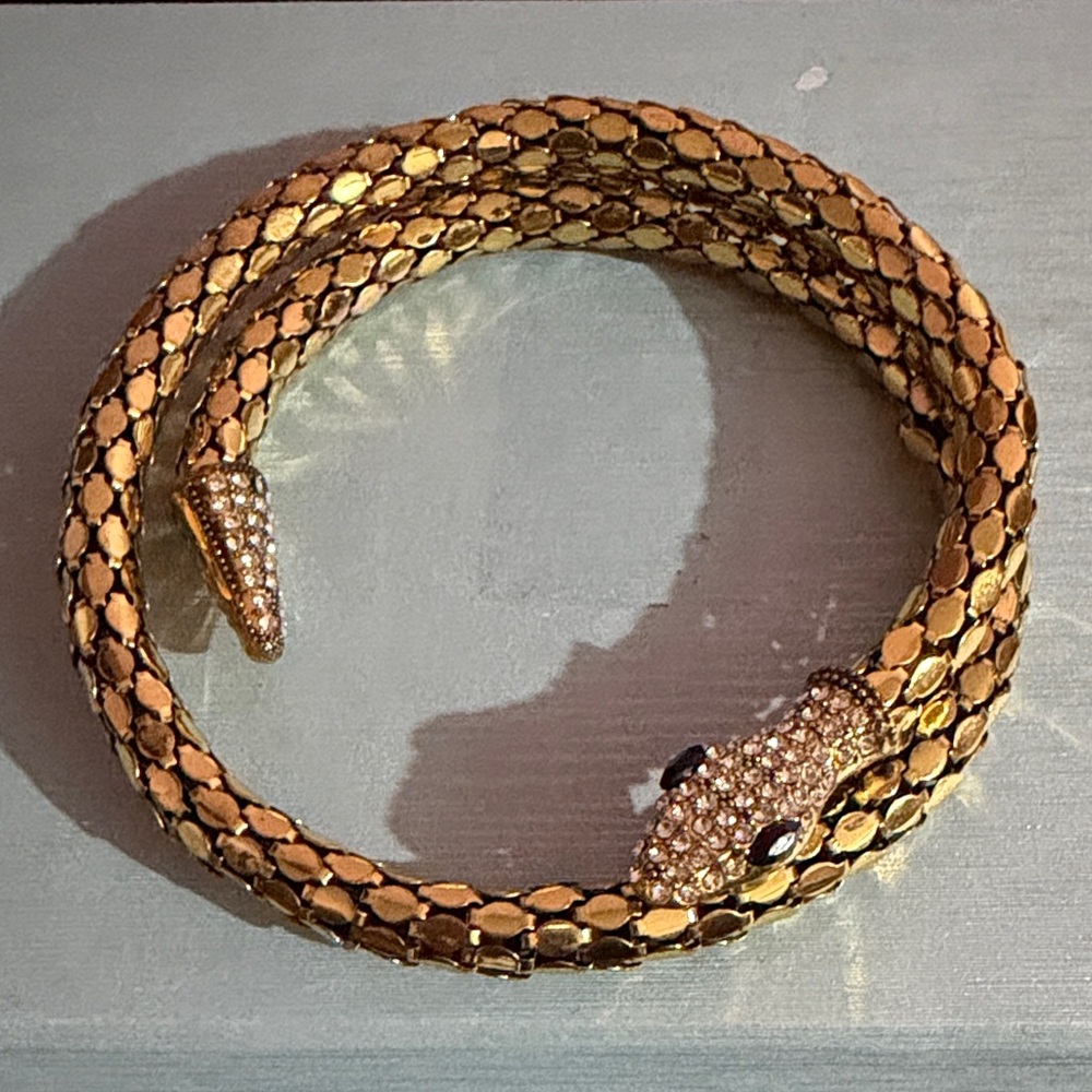 Gold Tone Mesh Snake Necklace Choker